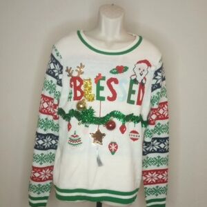 No Boundaries Festive Multicolor Christmas Sweater Sz XL (15-17)
